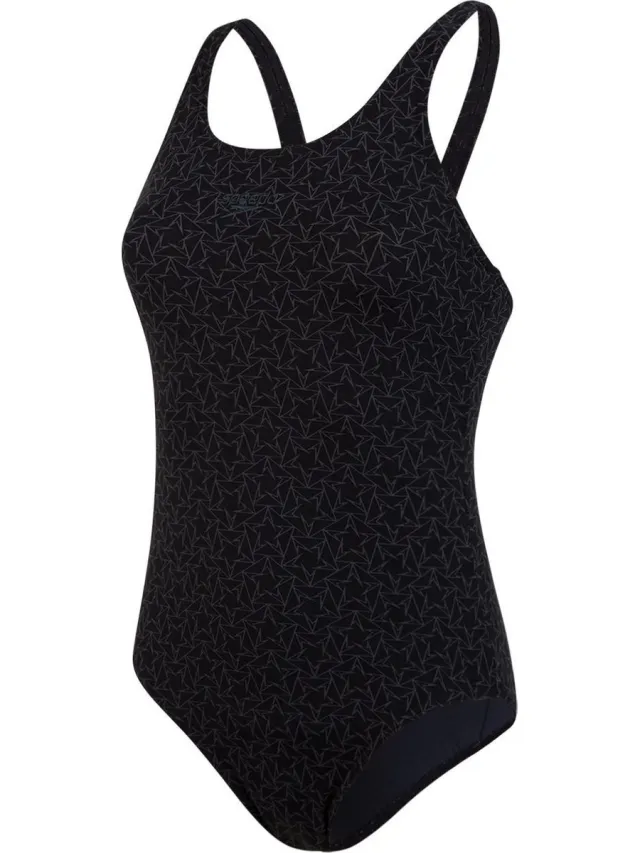 Speedo End Boomstar Allover Muscleback Sportbadpak Dames - Black/Grey Zwart