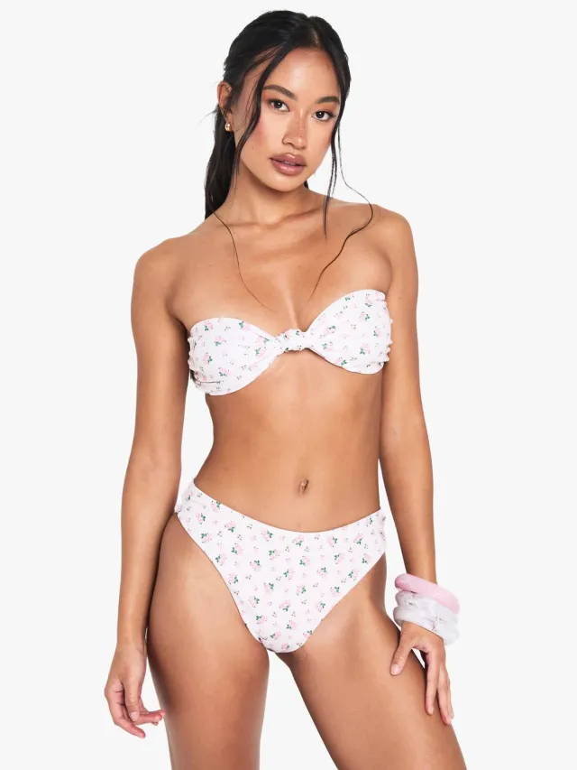 boohoo Dames Swimwear Essentials Ditsy Floral Bikini Bottoms roze, foto 3
