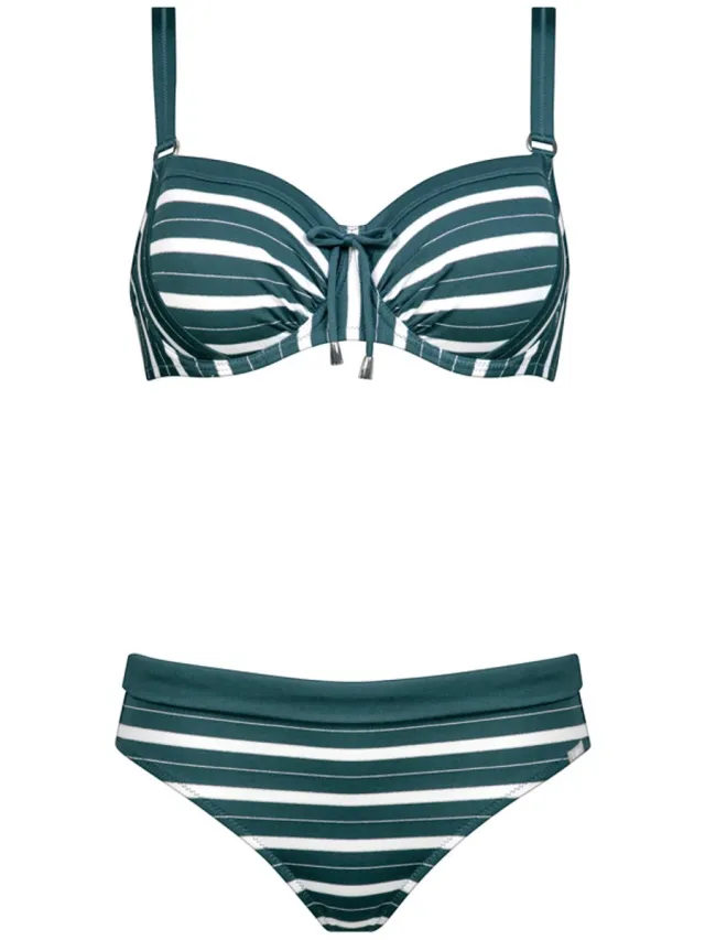 Lidea Viva Strive Stripe Bikini Silverteal-White Groen