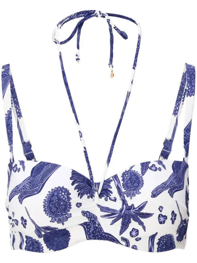 Lingadore voorgevormde bandeau bikinitop wit/blauw, foto 2