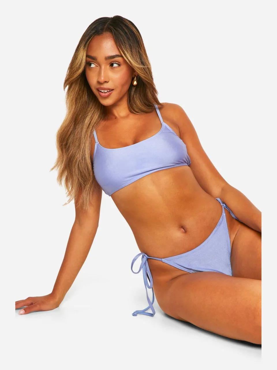 boohoo Dames Mix & Match High Shine Crop Bikini Top ijsblauw, foto 3