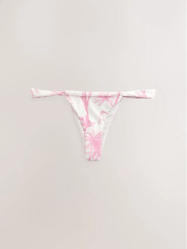 Next Dames - Tanga-bikinislip met hoge taille - Roze Cream/Pink Floral