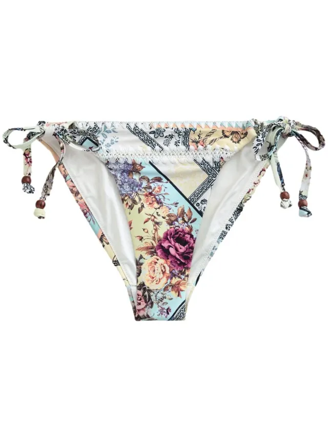 Next Dames - Bikinibroekje met gehaakte steken en strikjes - Crème Cream/Yellow Floral