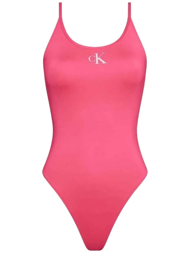 Calvin Klein Dames/Dames Laag Rug Eèn Stuk Zwempak (Roze)