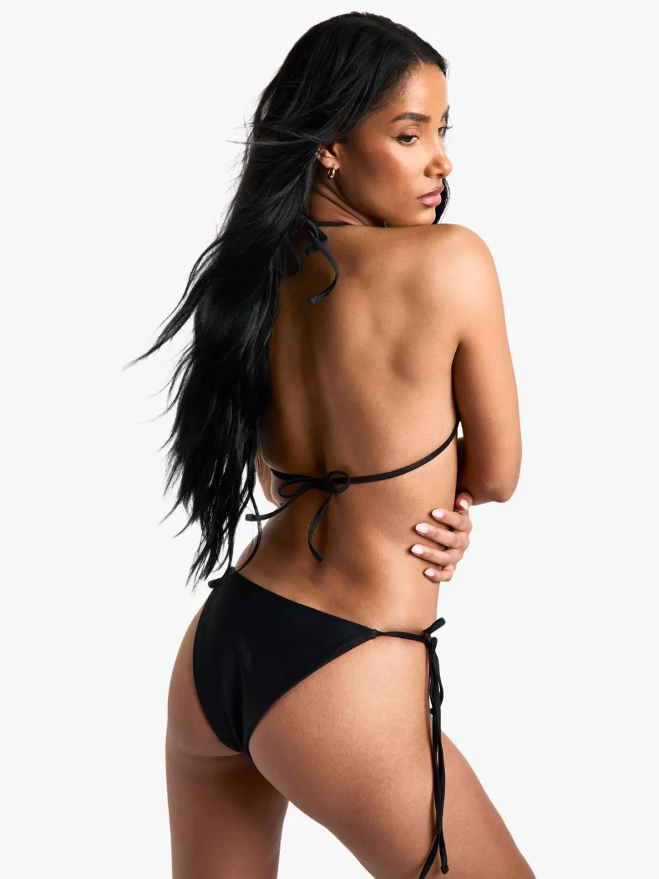 boohoo Dames Petite Zwemkleding Essentials Strikjes Bikinibroekje zwart, foto 3
