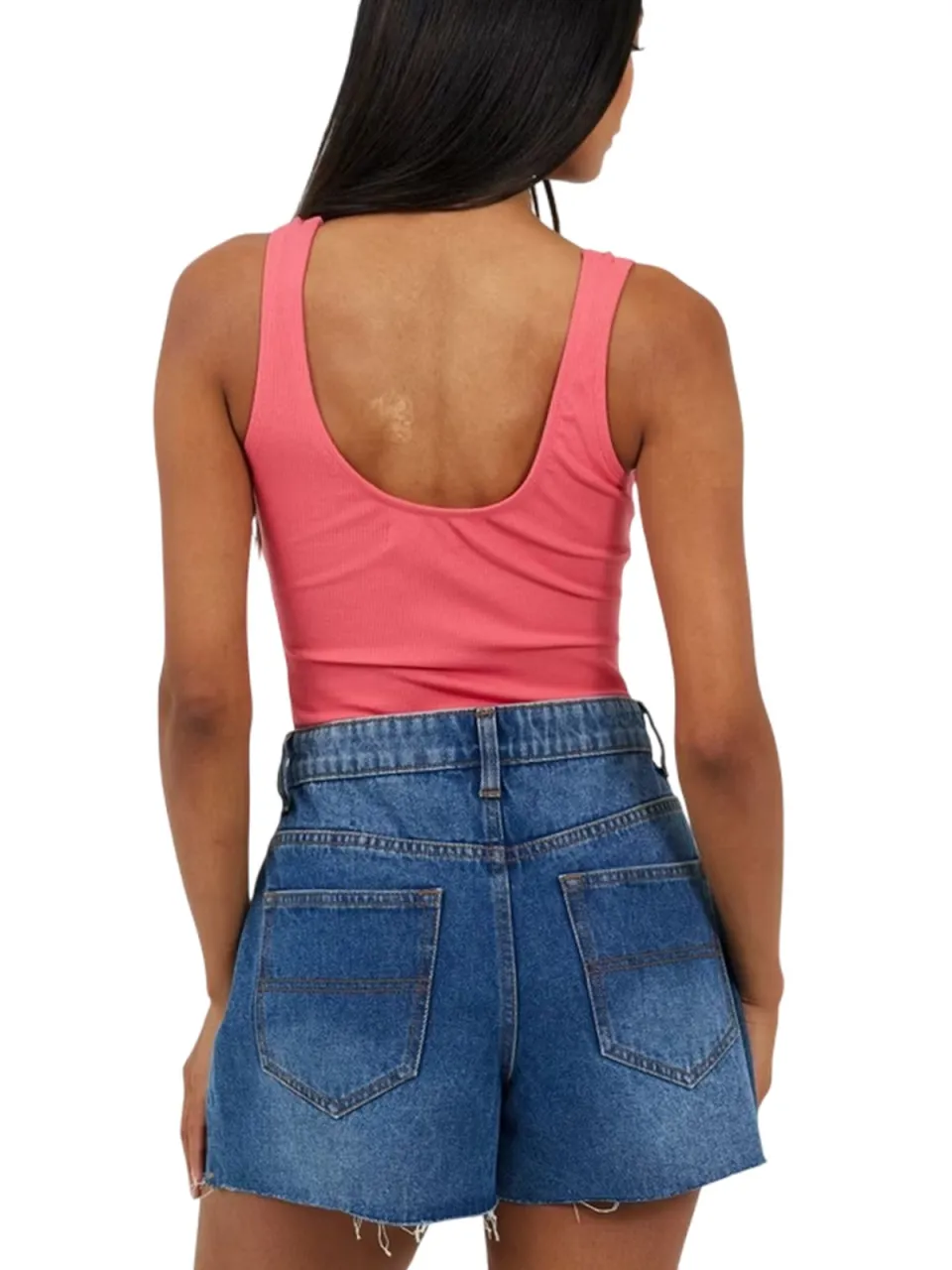 Brave Soul Dames Kanten Bodysuit met Veters (Roze), foto 2
