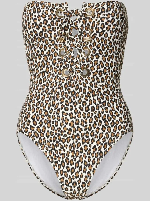Michael Kors Badpak met vetersluiting model 'SMALL LEOPARD LACE UP ONE' Zwart