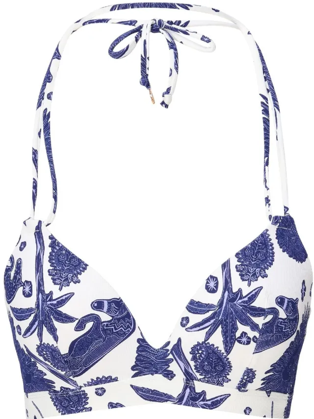 LingaDore Voorgevormde Triangel Bikini top Blue white print