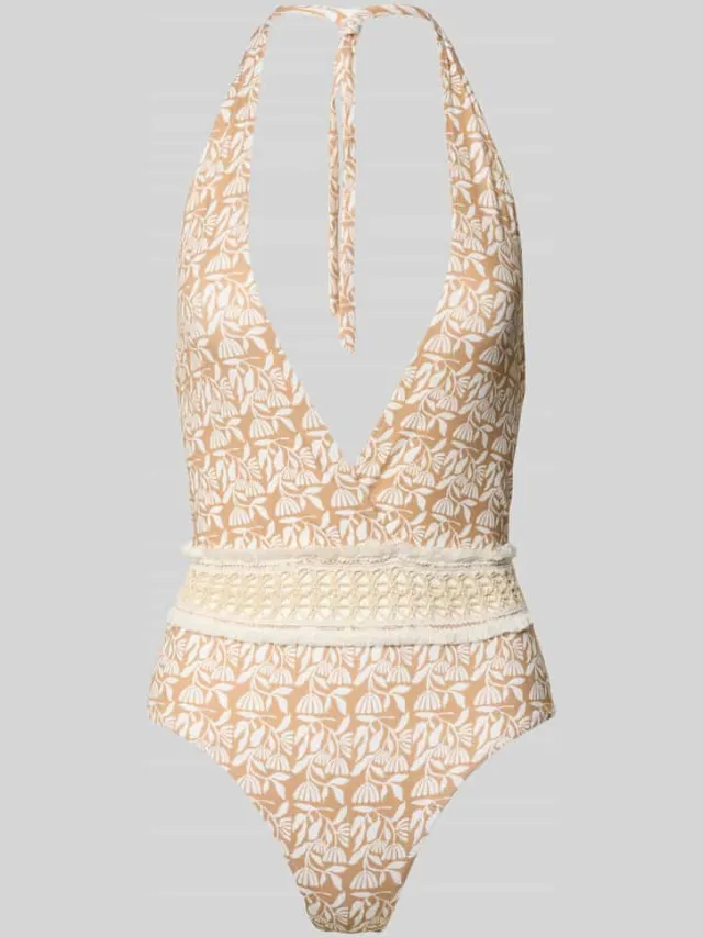 WATERCULT Badpak in all-over look met diepe V-hals Beige
