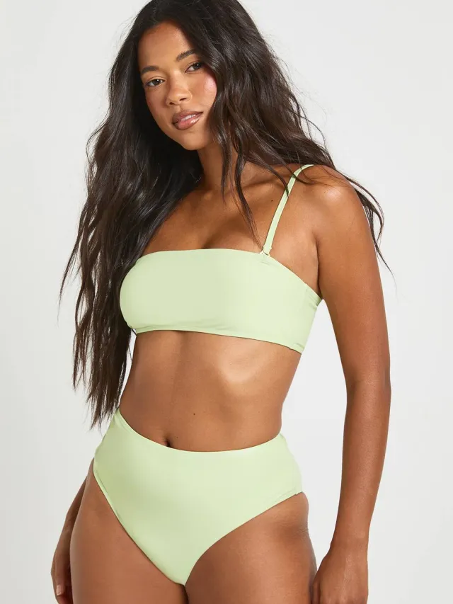 boohoo Dames Essentials Hoge Taille Bikinibroekje Pistache