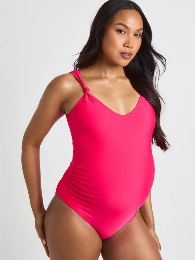 boohoo Dames Zwangerschaps Badpak Met Knoopdetail Felroze