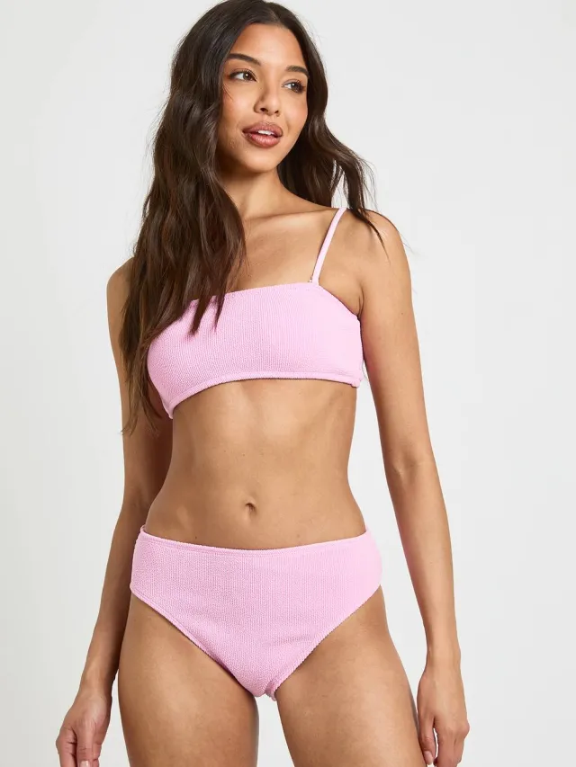 boohoo Dames Getextureerde Bandeau Bikini Top roze, foto 3