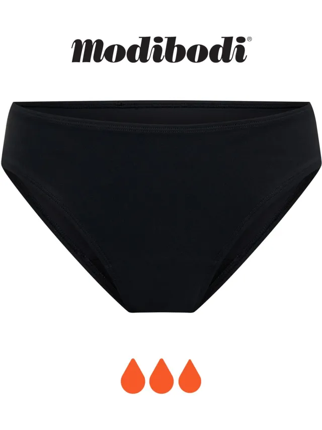 Modibodi Menstruatie Zwemkleding Super Absorberend Dames Zwem Bikinibroekje Zwart 38