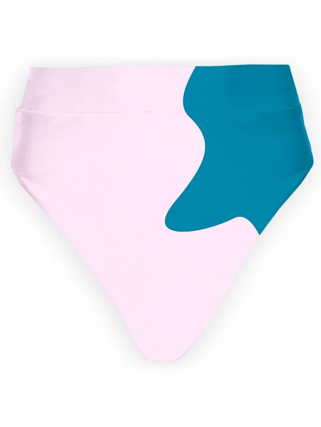 Sea'sons Official - Kleurveranderend - High Waist Bikinibroek - Teal-Pink Paars-Roze