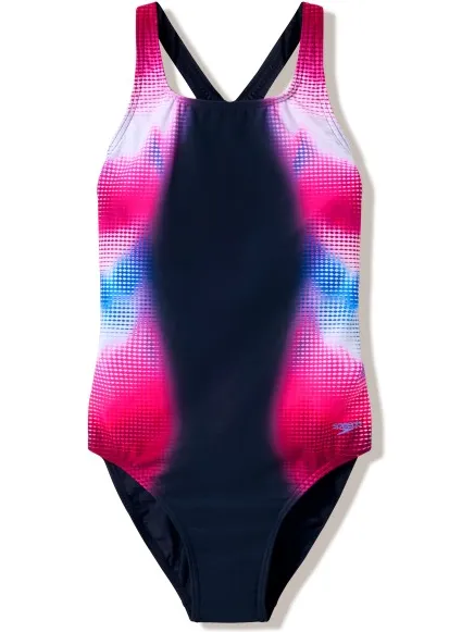 Speedo Print Medalist badpak blauw