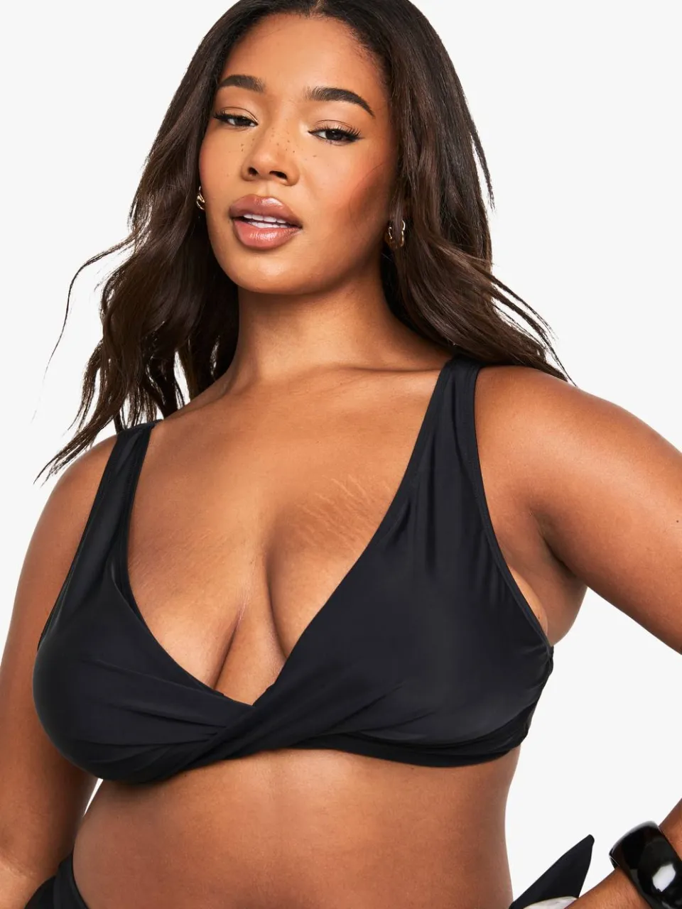 boohoo Dames Plus Wikkel-Bikinitop zwart, foto 4