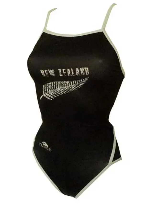 Turbo New Zealand Thin Strap Zwemkleding Zwart 9-10 Years Meisje Black