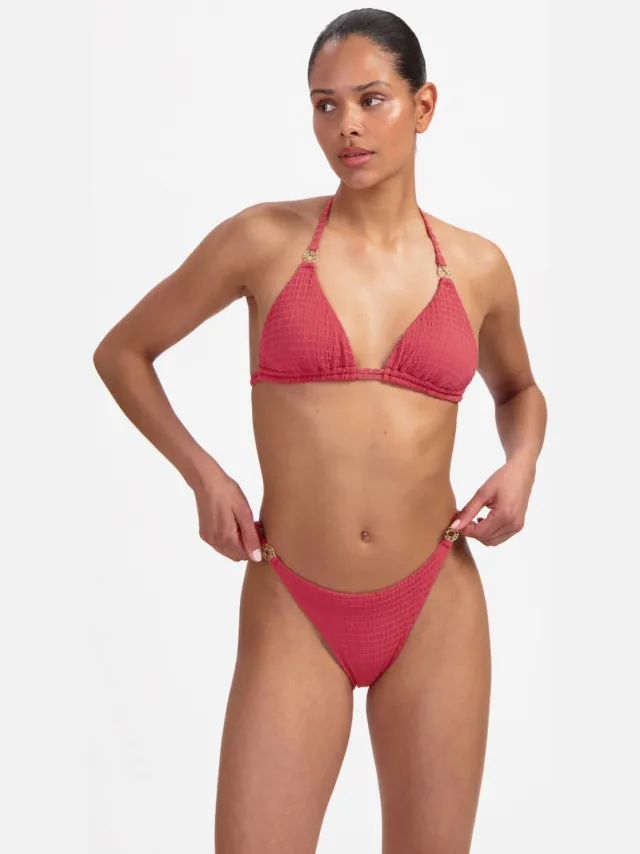 Beachlife bikinibroekje met textuur koraalrood