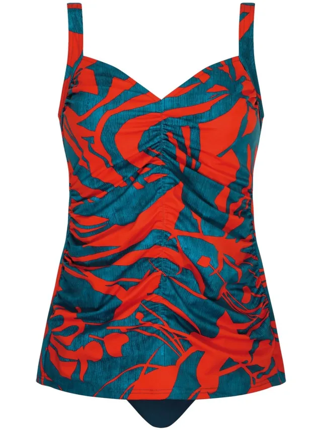 Sunflair Dames Tankini - Rood/Petrol - Elastische Pasvorm - Luxe Lycra Kwaliteit