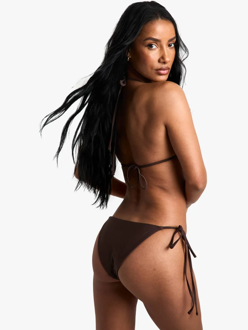 boohoo Dames Petite Swimwear Essentials Tie Side Brief chocoladebruin, foto 3