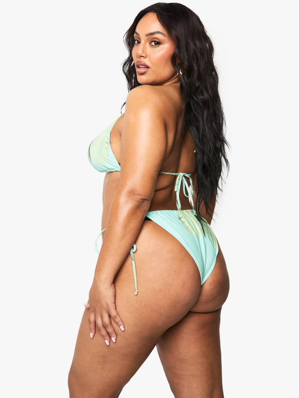 boohoo Dames PLUS VLINDER OVERSIZED PRINT DRIEHOEK BIKINI multicolor, foto 2