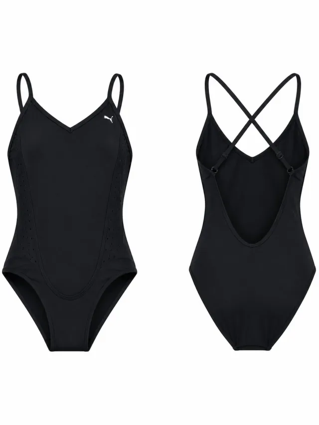 Puma crossback swimsuit badpak zwart