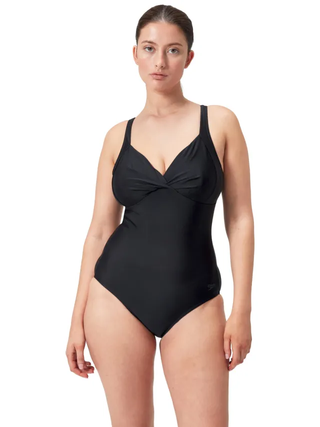 Speedo Cross Knot shaping badpak zwart