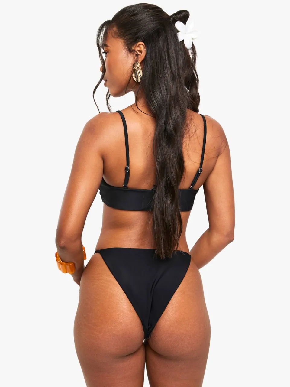 boohoo Dames Resine Steen Scoop Neck Bikini Top zwart, foto 2