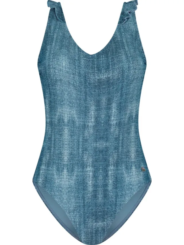 Beachlife Denim ruffle badpak Blauw