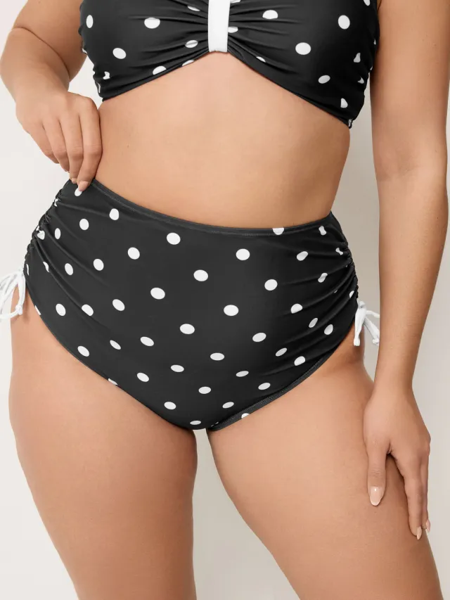 Yours Zwarte Bikinislip Met Hoge Taille En Stippen, foto 3