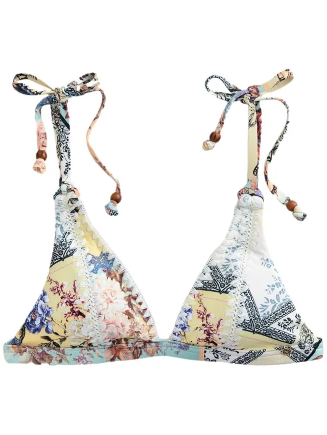 Next Dames - Zweepgestikte triangelbikinitop - Geel Cream/Yellow Vintage Floral