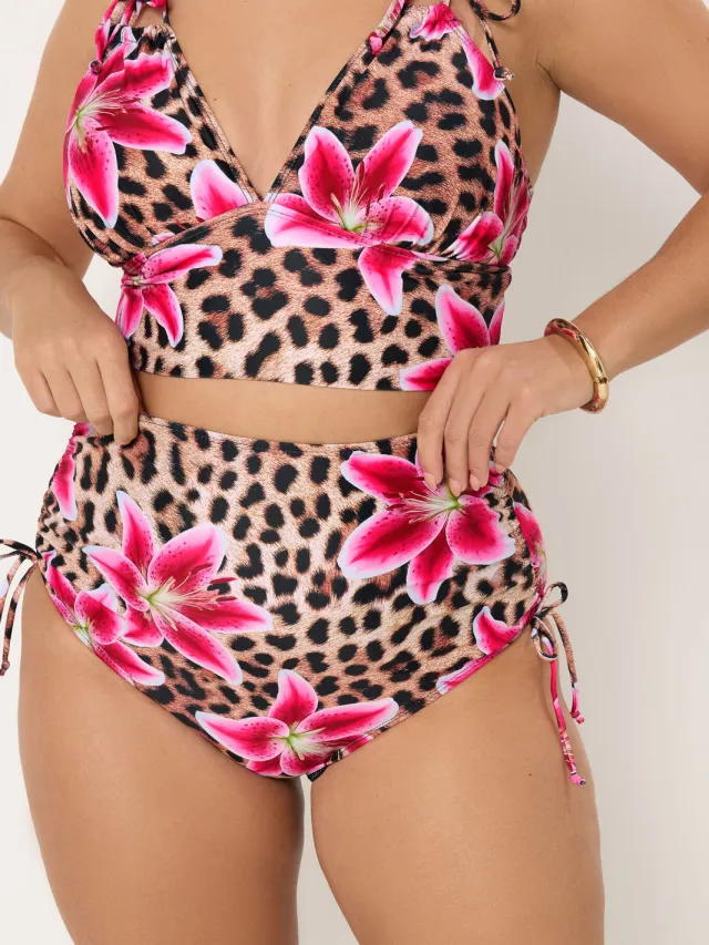 Yours Animalprint Hoge Taille Buikcorrigerend Bikinibroekje bruin, foto 3