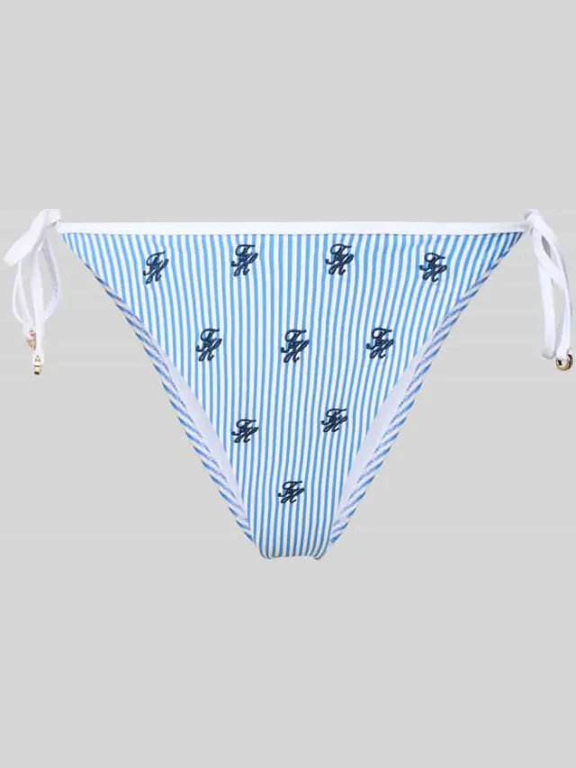 Tommy Hilfiger Bikinibroekje van seersucker met strikbandjes Blauw