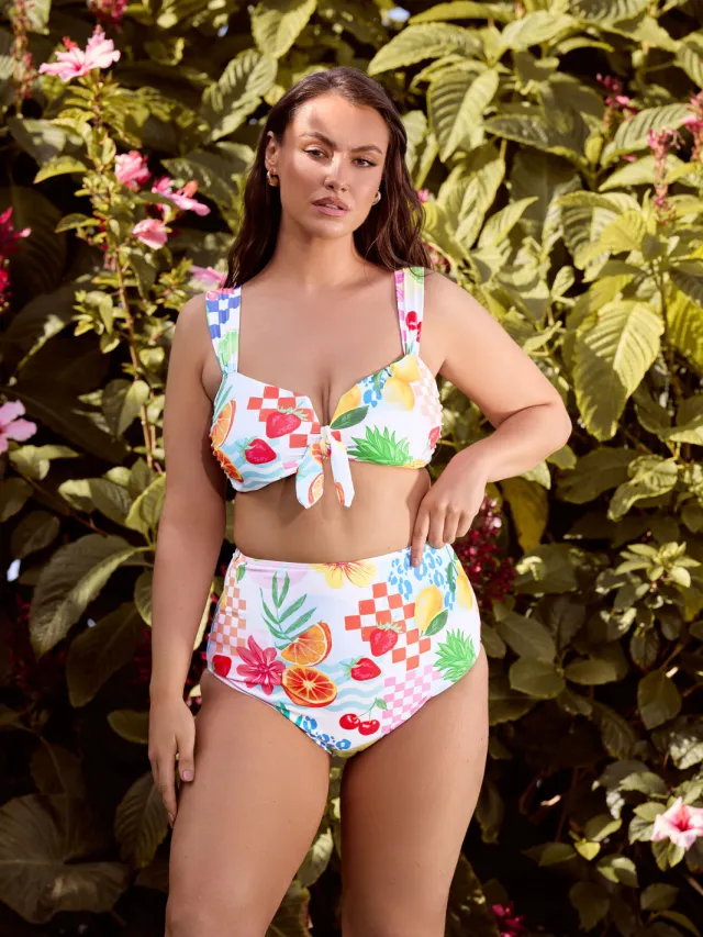 Yours Roze Bikinitop Met Tropische Print, foto 2