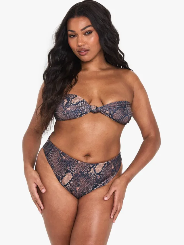 boohoo Dames Plus Snake Print Hoge Taille Bikini Broekjes Slangenprint