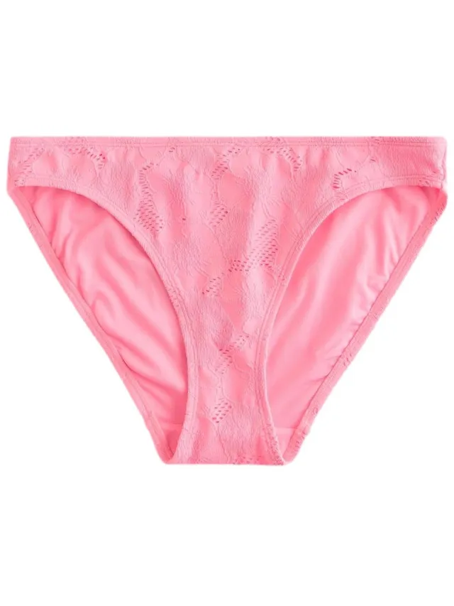 Next Dames - Hoog uitgesneden bikinislip met print - Roze Neon Pink Broderie