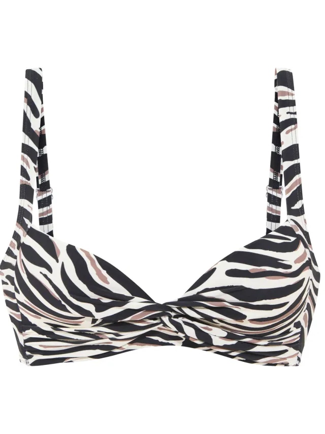 bustierbikinitop zebraprint crème zwart, foto 2