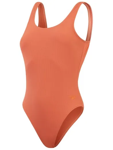 Speedo Textured Deep U-Back badpak oranje Rood