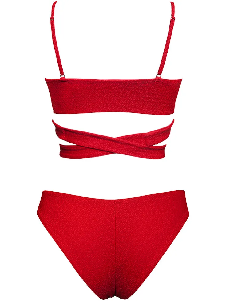 Anekdot dames vegan Bikiniset Lin Skyline Slim Geraniumrood rood, foto 2