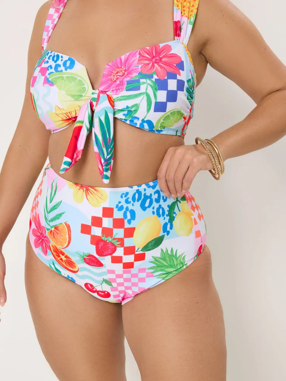 Yours Roze Tropische Bikinibroek Met Superhoge Taille, foto 5
