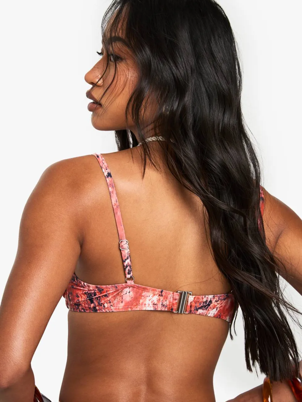 boohoo Dames Premium abstracte print ondergezilte balconette bikini top oranje, foto 3
