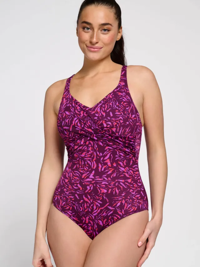 ten Cate Swim Tweka badpak donkerpaars roze Donkerpaars/roze
