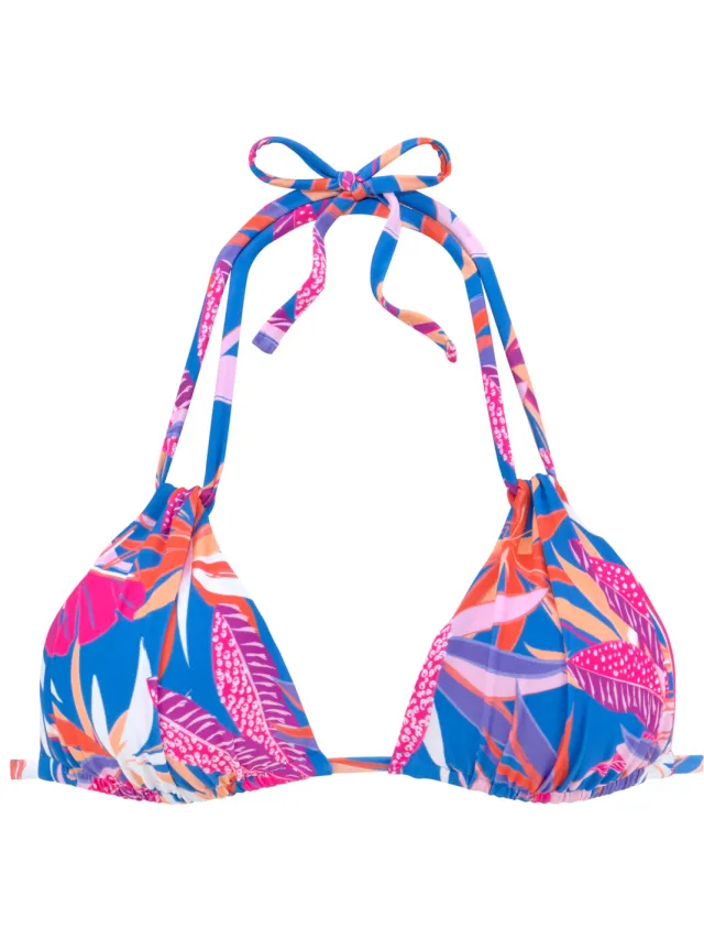 Triangelbikinitop blauw roze bedrukt, foto 2