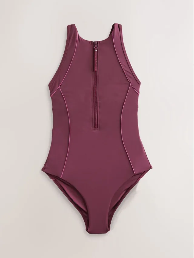 Next Dames - Hoogsluitend buikcorrigerend Active badpak - Paars Berry Wine