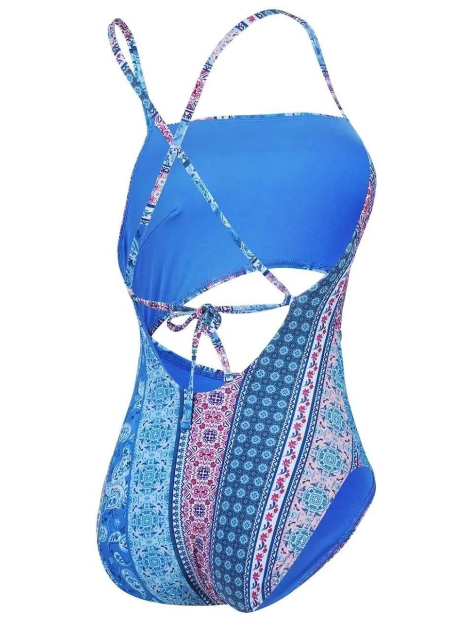 Speedo Dames Paisley Zwempak Eénstuk (Blauw/Roze), foto 2