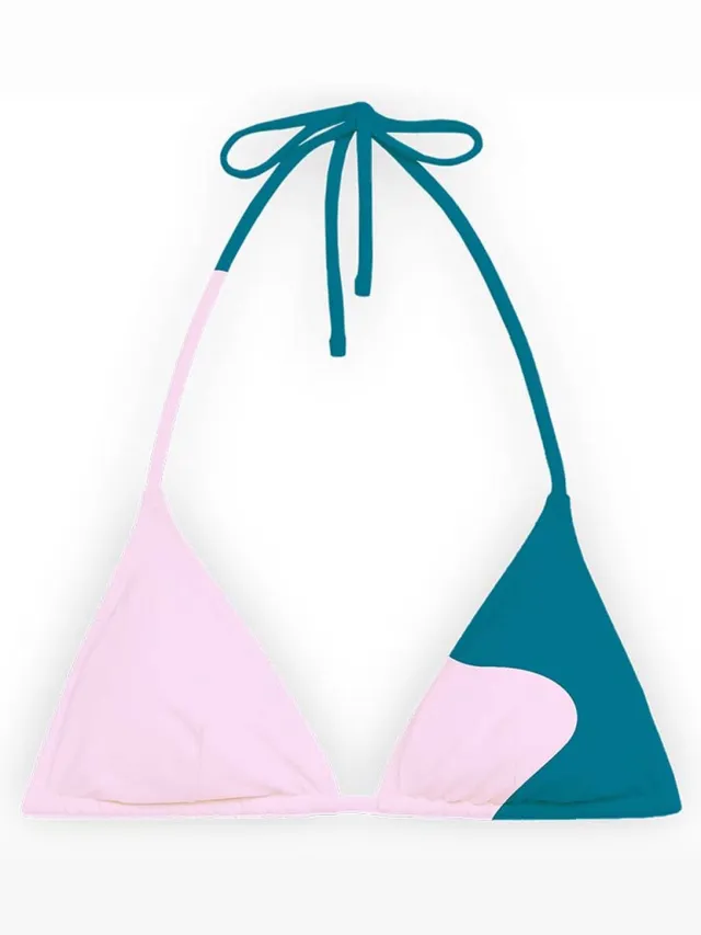 Sea'sons Official - Kleurveranderend - Triangle Bikini Top - Teal-Pink Groen