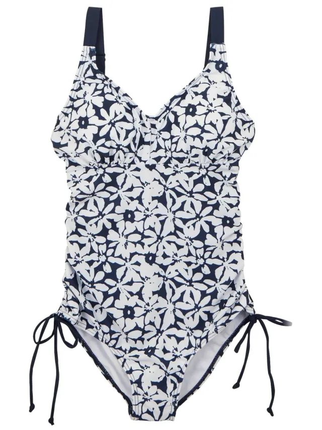 Regatta Dames/Dames Alinae Large Gebloemd Eendelig Zwempak (Marine, Wit) Marineblauw