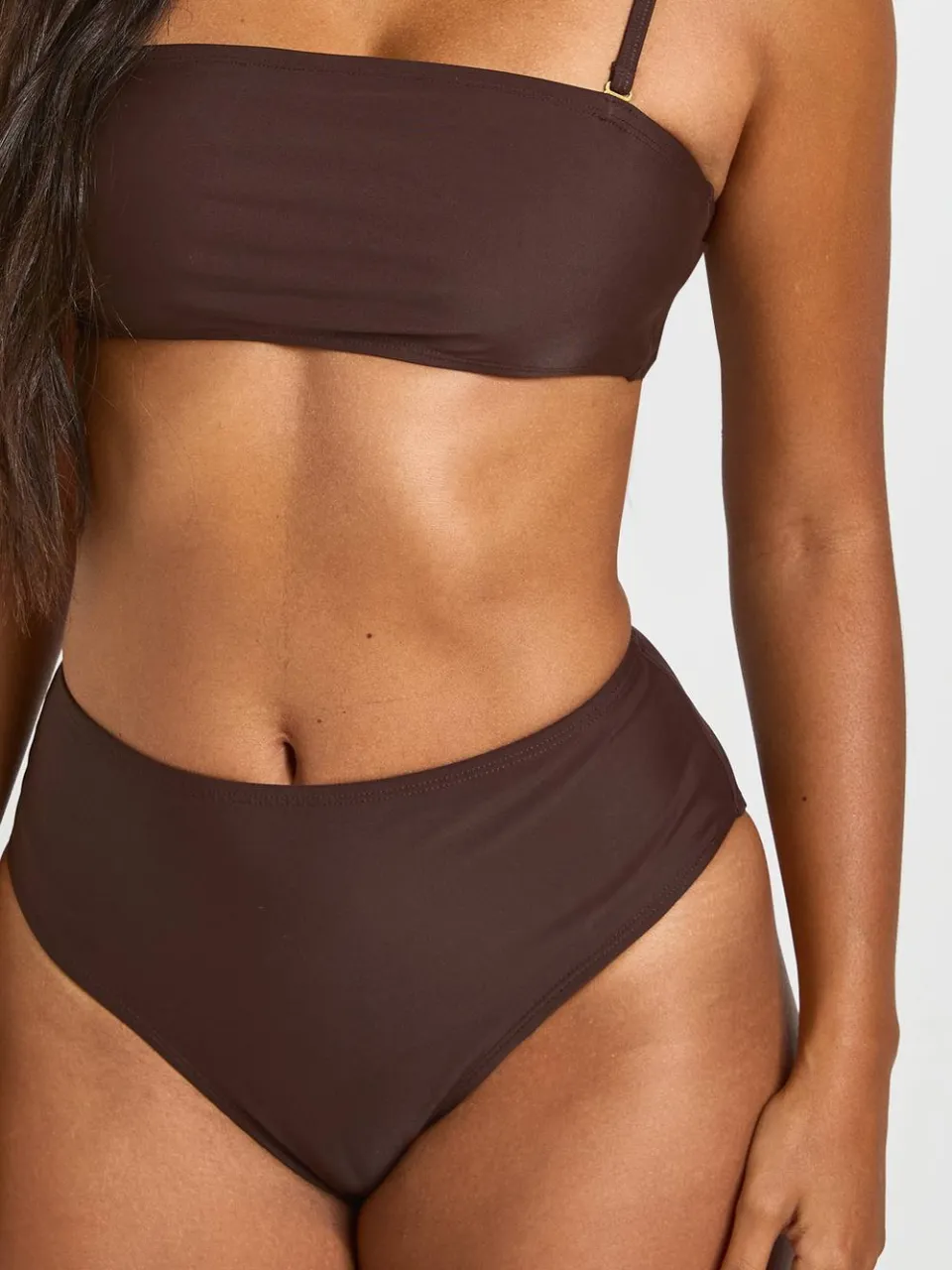 boohoo Dames Essentials Hoge Taille Bikini Broekje chocoladebruin, foto 4