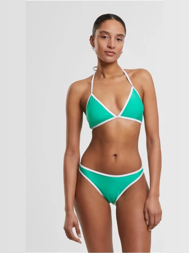 Urban Classics Retro Triangle Bikini set - M - Groen/Wit