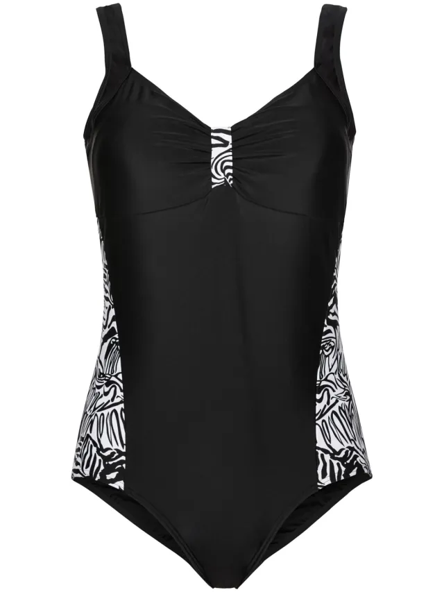 badpak zwart met zebraprint zwart/wit geprint